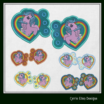 MLP Firefly Heart Shoe Wing Machine Embroidery Design – In The Hoop Fandom Pony Wing Shoelace Charms for Shoes and Boots – 4x4 & 5x7 Hoop (1888)
