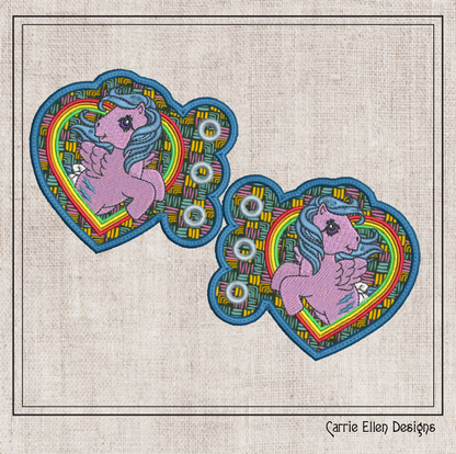 MLP Firefly Heart Shoe Wing Machine Embroidery Design – In The Hoop Fandom Pony Wing Shoelace Charms for Shoes and Boots – 4x4 & 5x7 Hoop (1888)