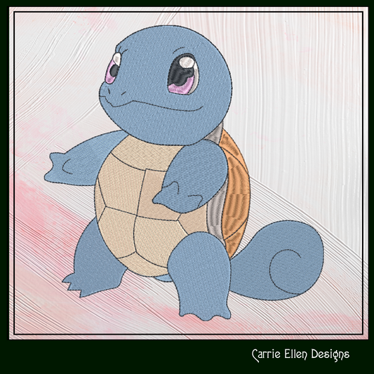 Squirtle Machine Embroidery Design, Pokémon Turtle Fandom Character Design, 6 Sizes (1898)