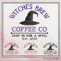 Witch Machine Embroidery Design Saying | Witches Brew Coffee Co. | Halloween Witch Theme Embroidery Pattern | 6 Sizes (1904)