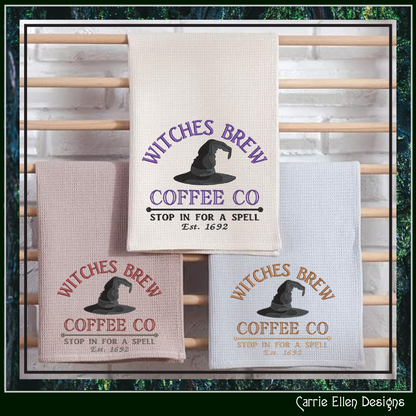 Witch Machine Embroidery Design Saying | Witches Brew Coffee Co. | Halloween Witch Theme Embroidery Pattern | 6 Sizes (1904)