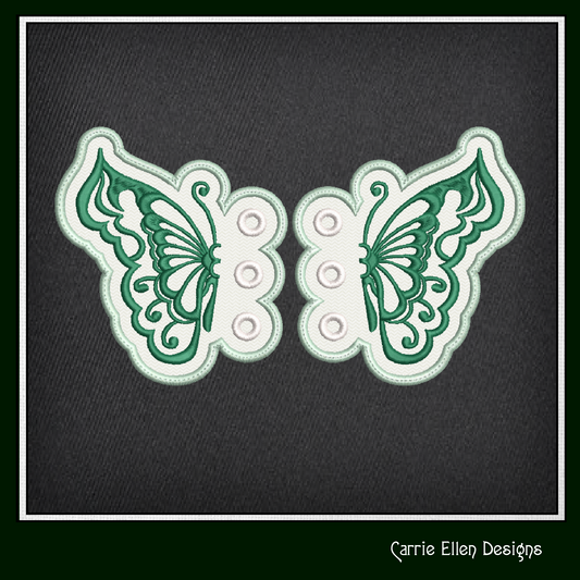 Butterfly Wing ITH Shoe Wing Charms – In The Hoop Embroidery Design for Shoes and Boots – 4x4 & 5x7 Hoop Sizes (1920)