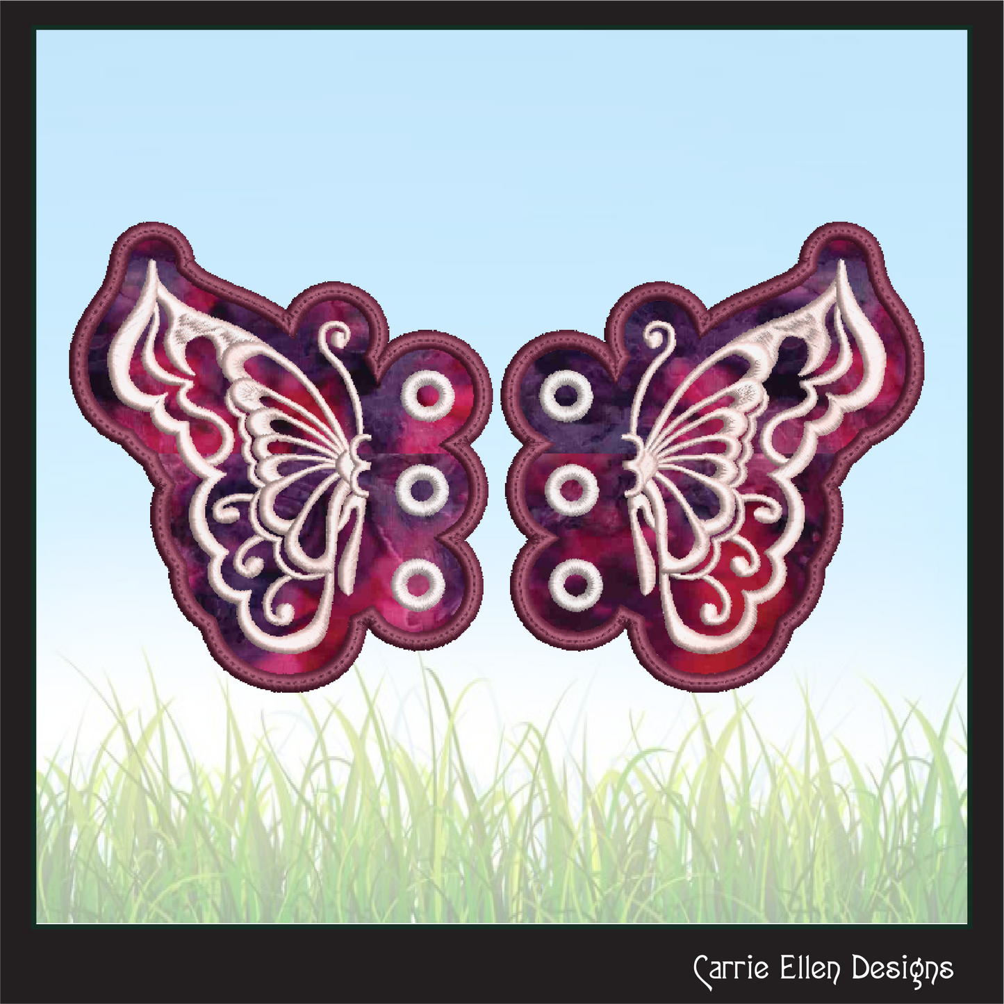 Butterfly Wing ITH Shoe Wing Charms – In The Hoop Embroidery Design for Shoes and Boots – 4x4 & 5x7 Hoop Sizes (1920)