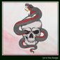 Snake Entwined Skull Machine Embroidery Design | Gothic Skull & Serpent Pattern | Dark Art Embroidery | 6 Sizes (1927)