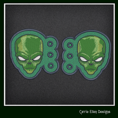 Alien Shoe Wing ITH Embroidery Design – Alien Head Shoelace Wings for Shoes – In The Hoop Project (4x4 & 5x7 Hoop Sizes) (1947)