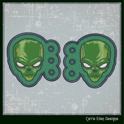 Alien Shoe Wing ITH Embroidery Design – Alien Head Shoelace Wings for Shoes – In The Hoop Project (4x4 & 5x7 Hoop Sizes) (1947)