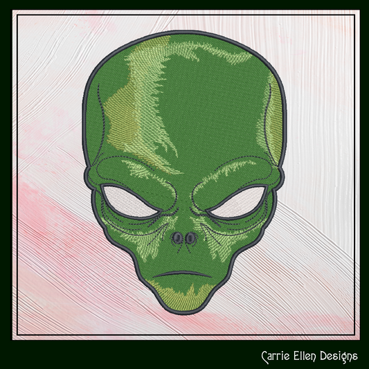 Alien Machine Embroidery Design | Sinister Alien Head Profile | UFO Sci-Fi Themed Embroidery in 6 Sizes (1948)