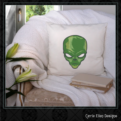 Alien Machine Embroidery Design | Sinister Alien Head Profile | UFO Sci-Fi Themed Embroidery in 6 Sizes (1948)