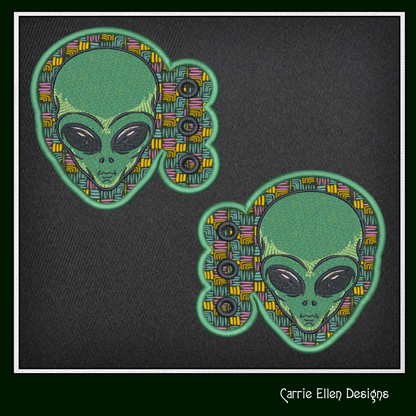 Alien Shoe Wing ITH Embroidery Design – Alien Head Shoelace Wings for Shoes – In The Hoop Project (4x4 & 5x7 Hoop Sizes) (1953)