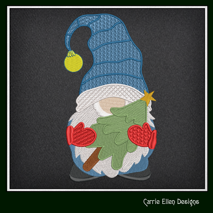 Christmas Gnome Machine Embroidery Design – Holiday Gnome with Christmas Tree – 6 Sizes (1998)