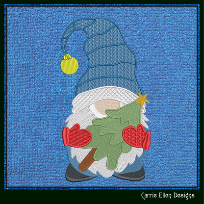 Christmas Gnome Machine Embroidery Design – Holiday Gnome with Christmas Tree – 6 Sizes (1998)