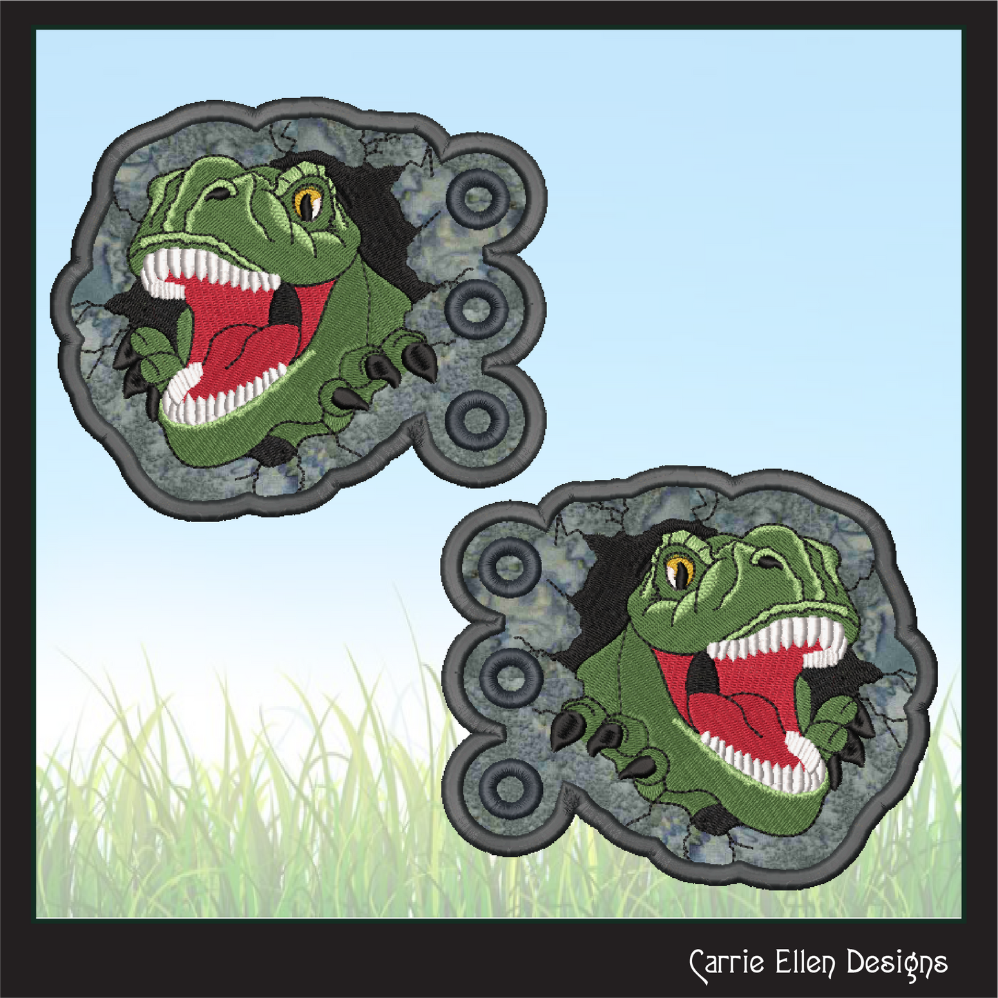 Dinosaur Profile ITH Shoe Wing Charms Machine Embroidery Design – Wings for Shoes and Boots – 4x4 & 5x7 Hoop Embroidery Project (2008)