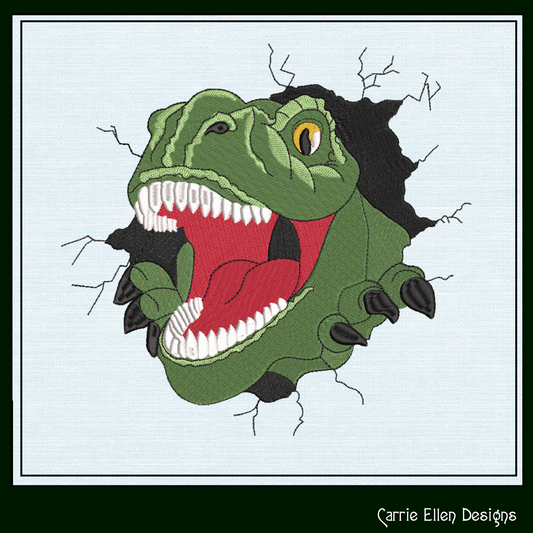 Dinosaur Head Machine Embroidery Design Saying – T-Rex Embroidery Pattern – 6 Sizes (2010)