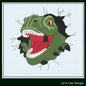Dinosaur Head Machine Embroidery Design Saying – T-Rex Embroidery Pattern – 6 Sizes (2010)