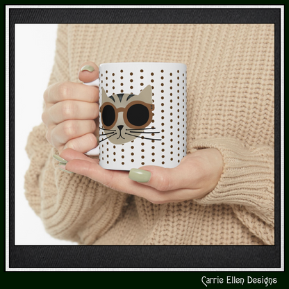 Cute Cat Ceramic Mug | Cat Lover Gift | Funny Animal Print Coffee Cup | 11oz & 15oz (P6100)