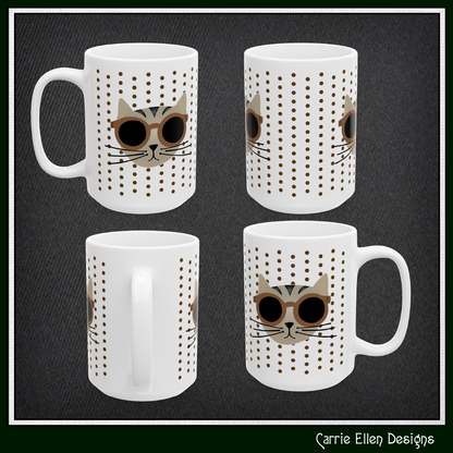Cute Cat Ceramic Mug | Cat Lover Gift | Funny Animal Print Coffee Cup | 11oz & 15oz (P6100)