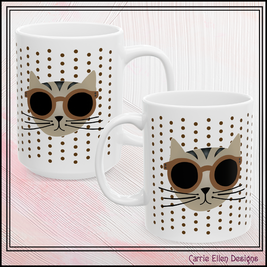 Cute Cat Ceramic Mug | Cat Lover Gift | Funny Animal Print Coffee Cup | 11oz & 15oz (P6100)