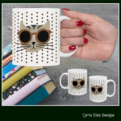 Cute Cat Ceramic Mug | Cat Lover Gift | Funny Animal Print Coffee Cup | 11oz & 15oz (P6100)