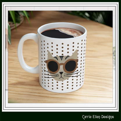 Cute Cat Ceramic Mug | Cat Lover Gift | Funny Animal Print Coffee Cup | 11oz & 15oz (P6100)