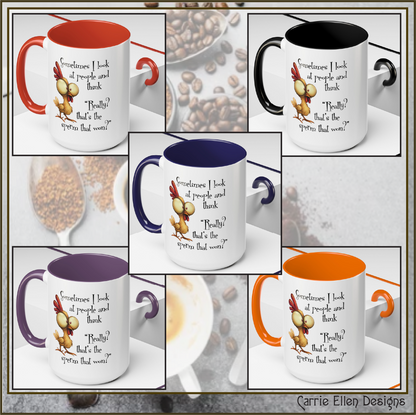 Funny Sarcastic Quote Mug | “That’s the Sperm That Won?” Colored Accent Coffee Mug 11oz & 15oz (3818)