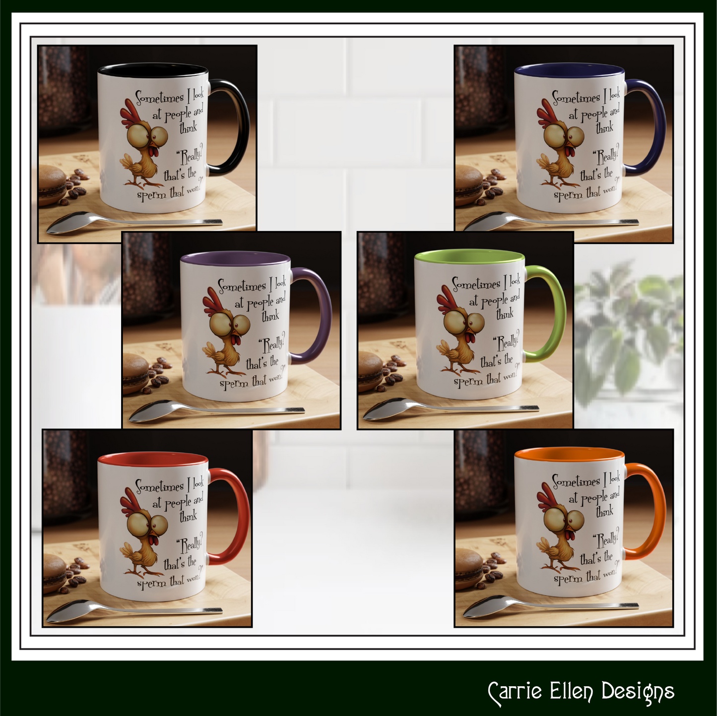 Funny Sarcastic Quote Mug | “That’s the Sperm That Won?” Colored Accent Coffee Mug 11oz & 15oz (3818)