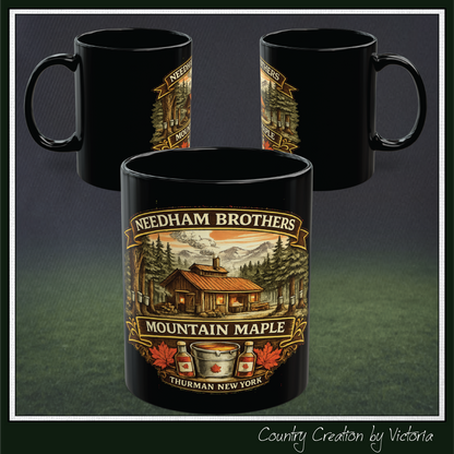 Needham Brothers Mountain Maple Black Mug | 11 oz, 15 oz Ceramic Mug (3894)
