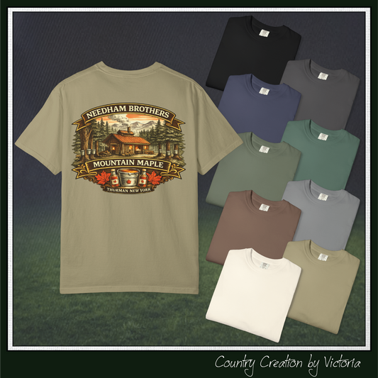 Needham Brothers Mountain Maple Short Sleeve T-Shirt, Comfort Colors Pigment Dyed Tee(3891)
