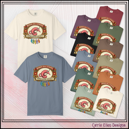 Worm on a String Appreciation Society T-Shirt | Comfort Colors® Short Sleeve Tee (3897)