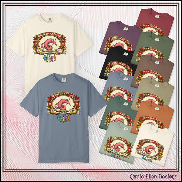 Worm on a String Appreciation Society T-Shirt | Comfort Colors® Short Sleeve Tee (3897)