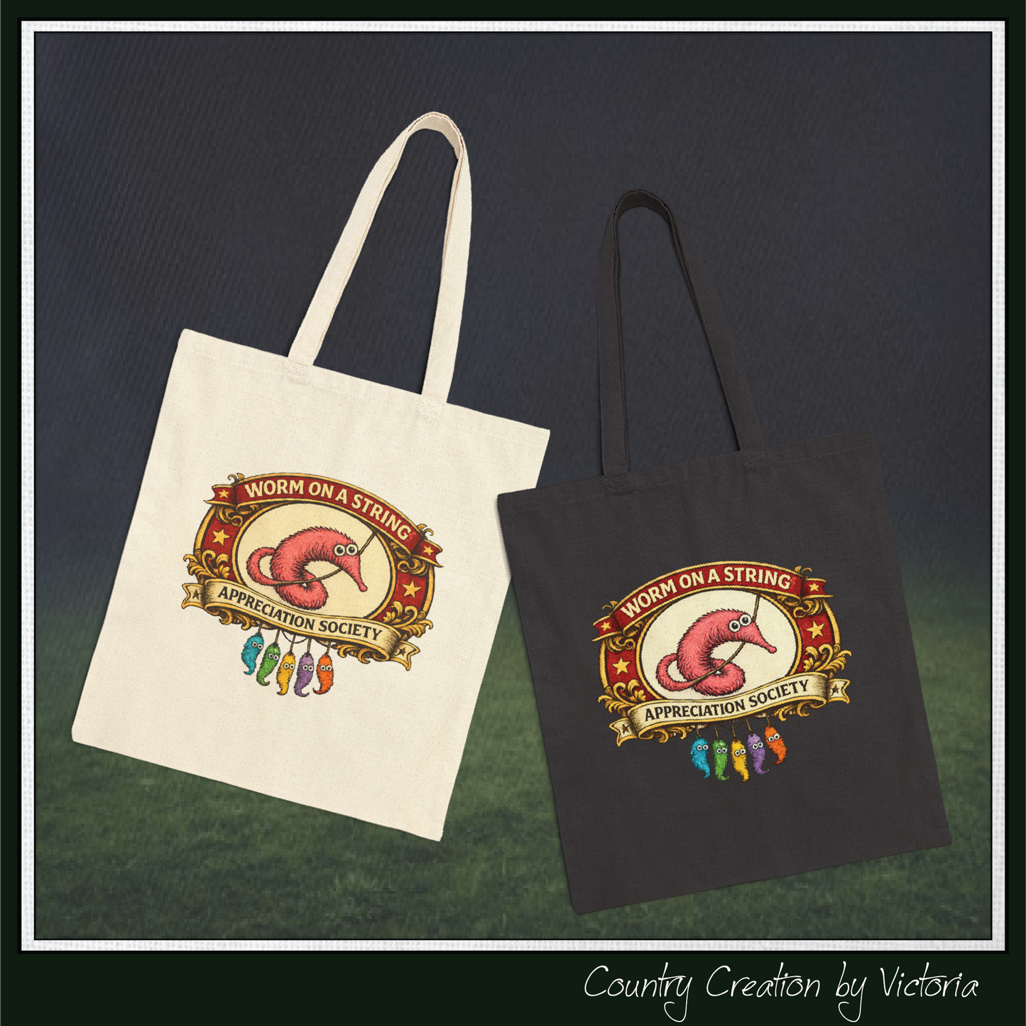 Worm on a String Appreciation Society – Canvas Reusable Tote Bag (3899)