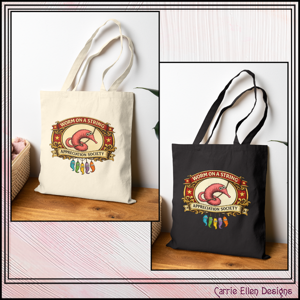 Worm on a String Appreciation Society – Canvas Reusable Tote Bag (3899)