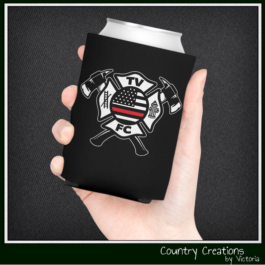 TV FC Maltese Cross Firefighter Logo Can Cooler | American Flag Thin Red Line (3005)