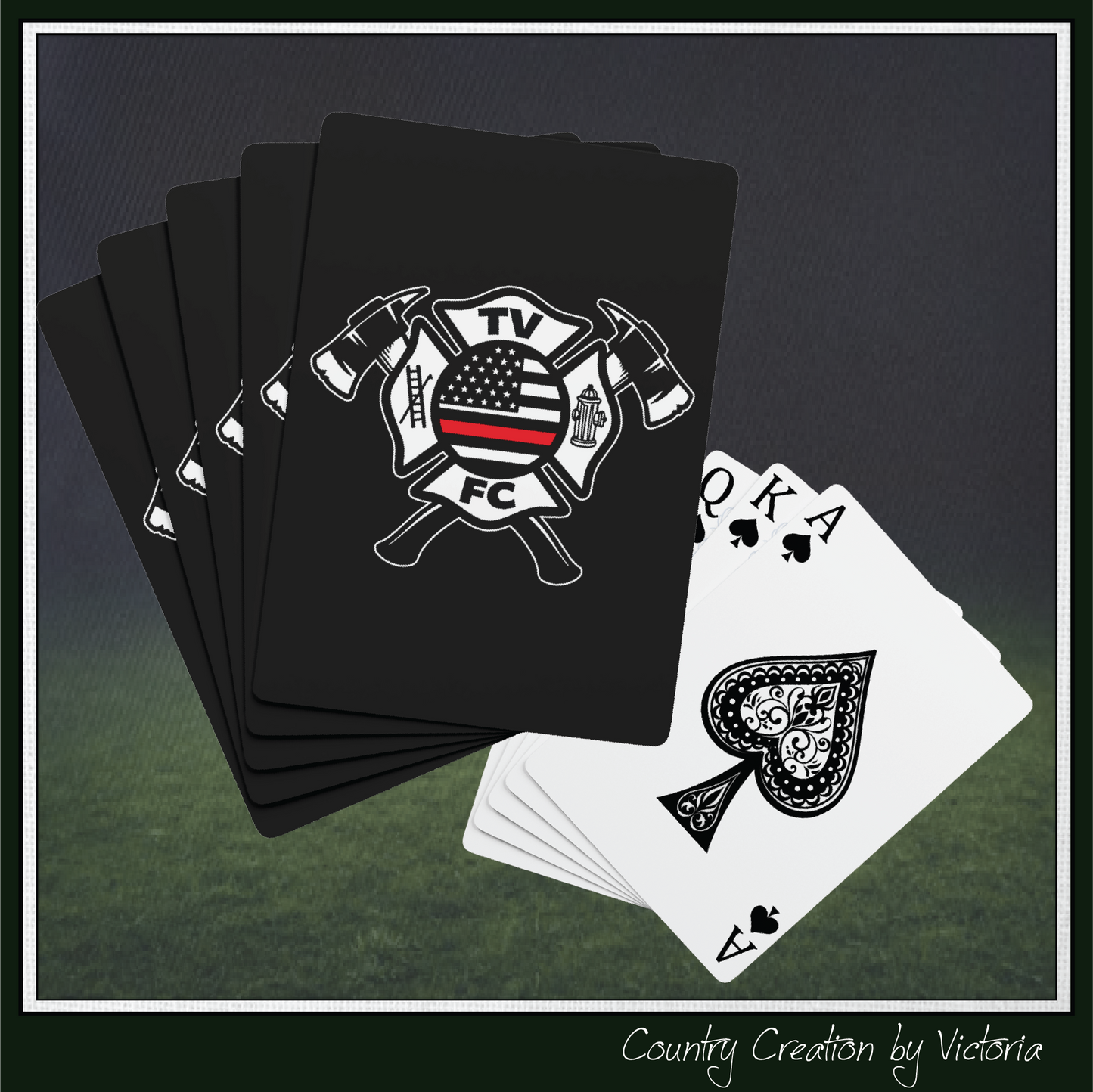 TV FC Thin Red Line Flag Firefighter Maltese Cross Poker Playing Cards (3006)