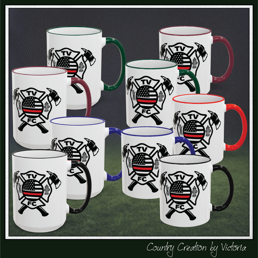 TV FC Thin Red Line Flag Firefighter Maltese Cross Ceramic Mug | Accent Rim & Handle 11,15 oz (3007)