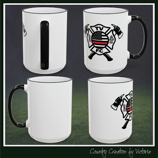 TV FC Thin Red Line Flag Firefighter Maltese Cross Ceramic Mug | Accent Rim & Handle 11,15 oz (3007)
