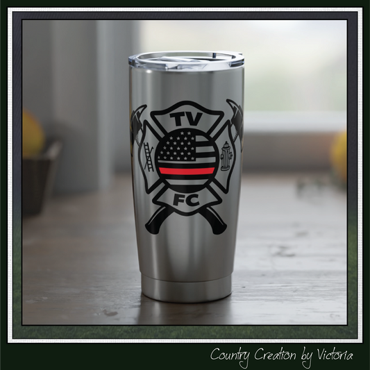 TV FC Thin Red Line American Flag Firefighter Emblem Tumbler | 20oz Stainless Steel