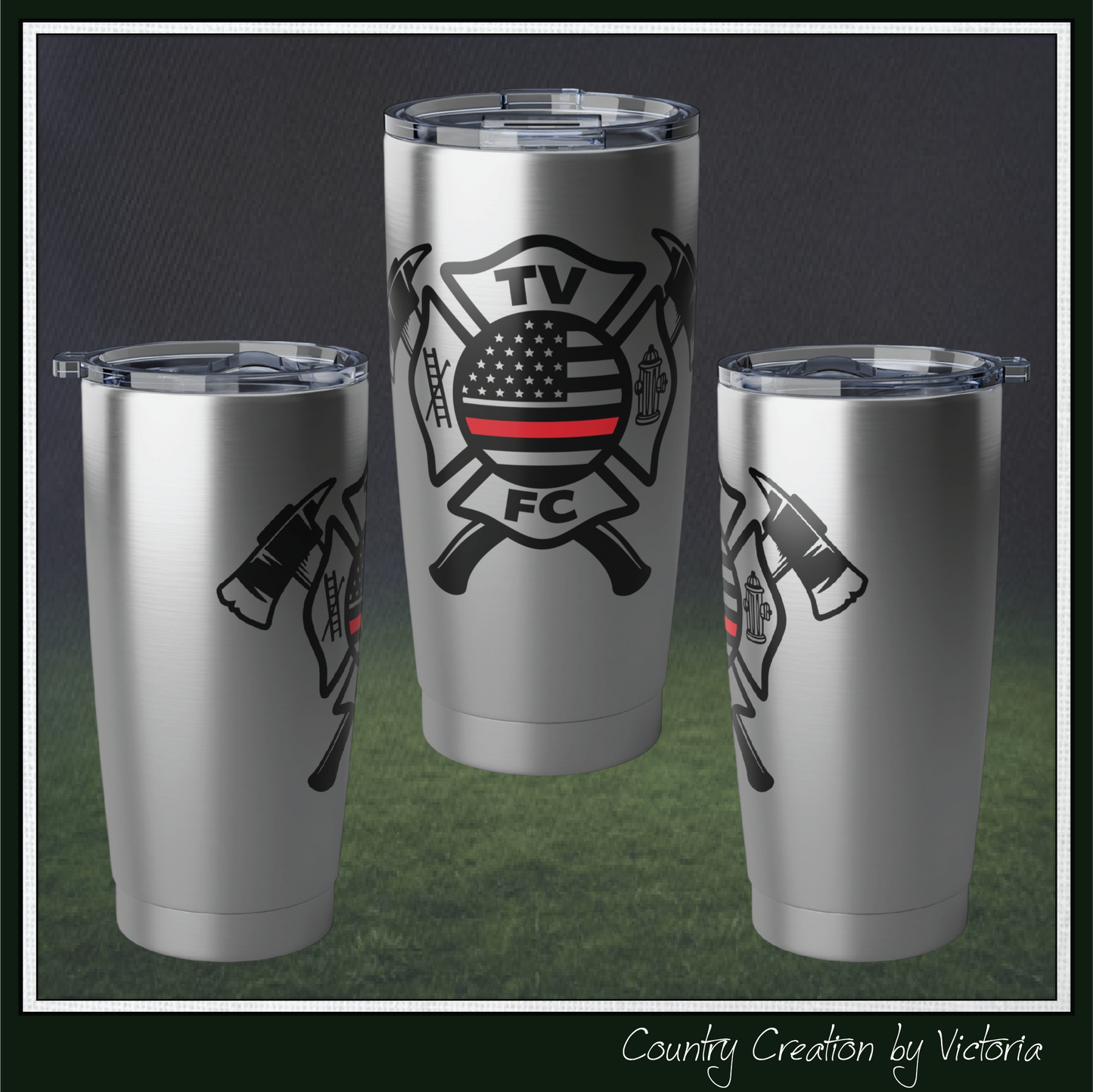 TV FC Thin Red Line American Flag Firefighter Emblem Tumbler | 20oz Stainless Steel
