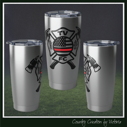 TV FC Thin Red Line American Flag Firefighter Emblem Tumbler | 20oz Stainless Steel