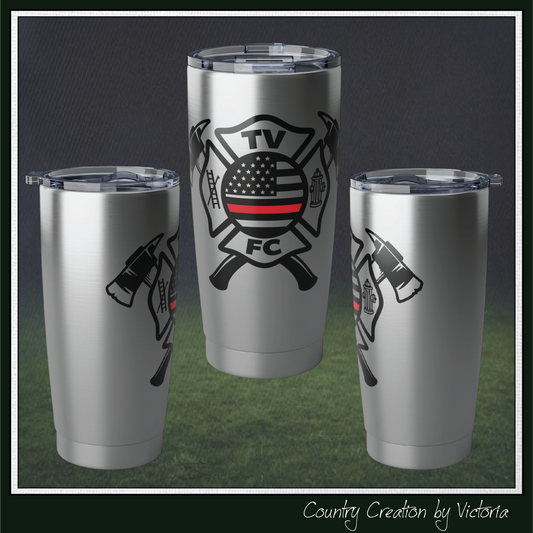 TV FC Thin Red Line American Flag Firefighter Emblem Tumbler | 20oz Stainless Steel