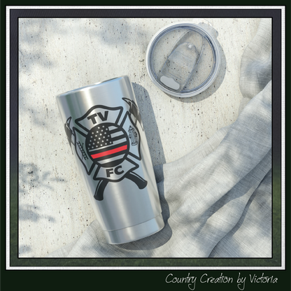 TV FC Thin Red Line American Flag Firefighter Emblem Tumbler | 20oz Stainless Steel