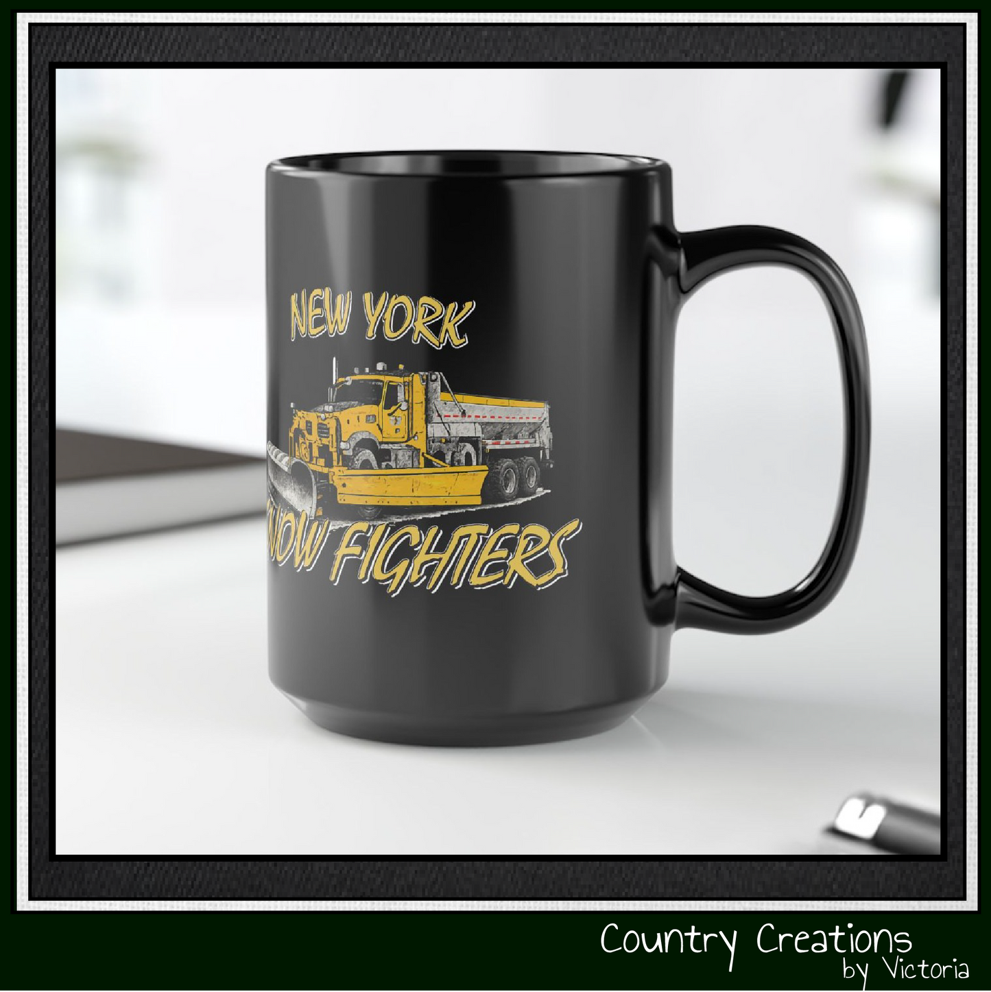 New York Snow Fighters Black Ceramic Coffee Mug, 15 and 15oz (3960)