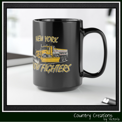 New York Snow Fighters Black Ceramic Coffee Mug, 15 and 15oz (3960)
