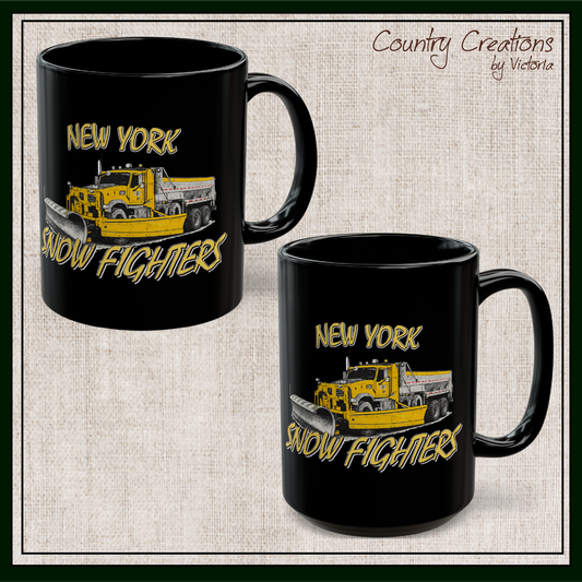 New York Snow Fighters Black Ceramic Coffee Mug, 15 and 15oz (3960)
