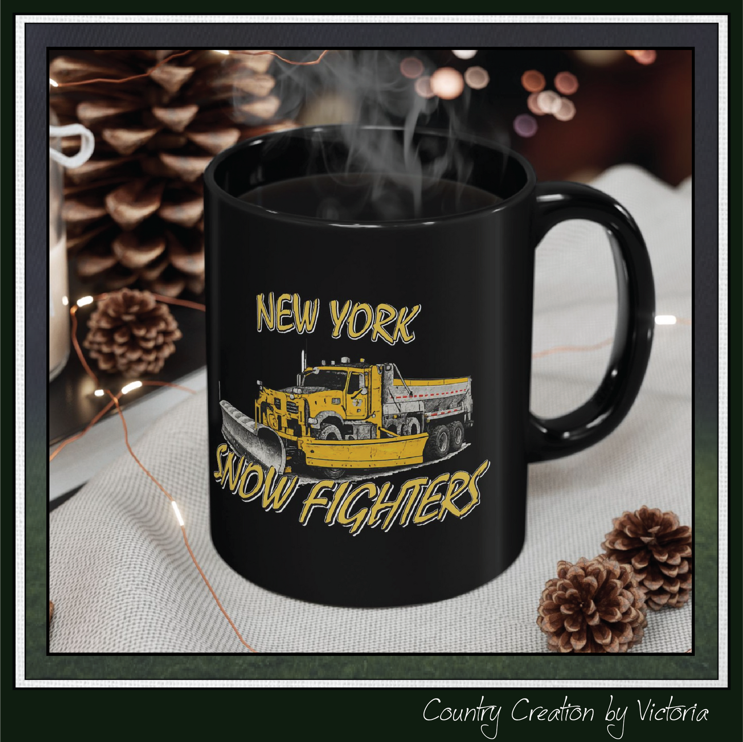 New York Snow Fighters Black Ceramic Coffee Mug, 15 and 15oz (3960)