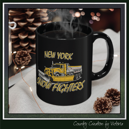 New York Snow Fighters Black Ceramic Coffee Mug, 15 and 15oz (3960)