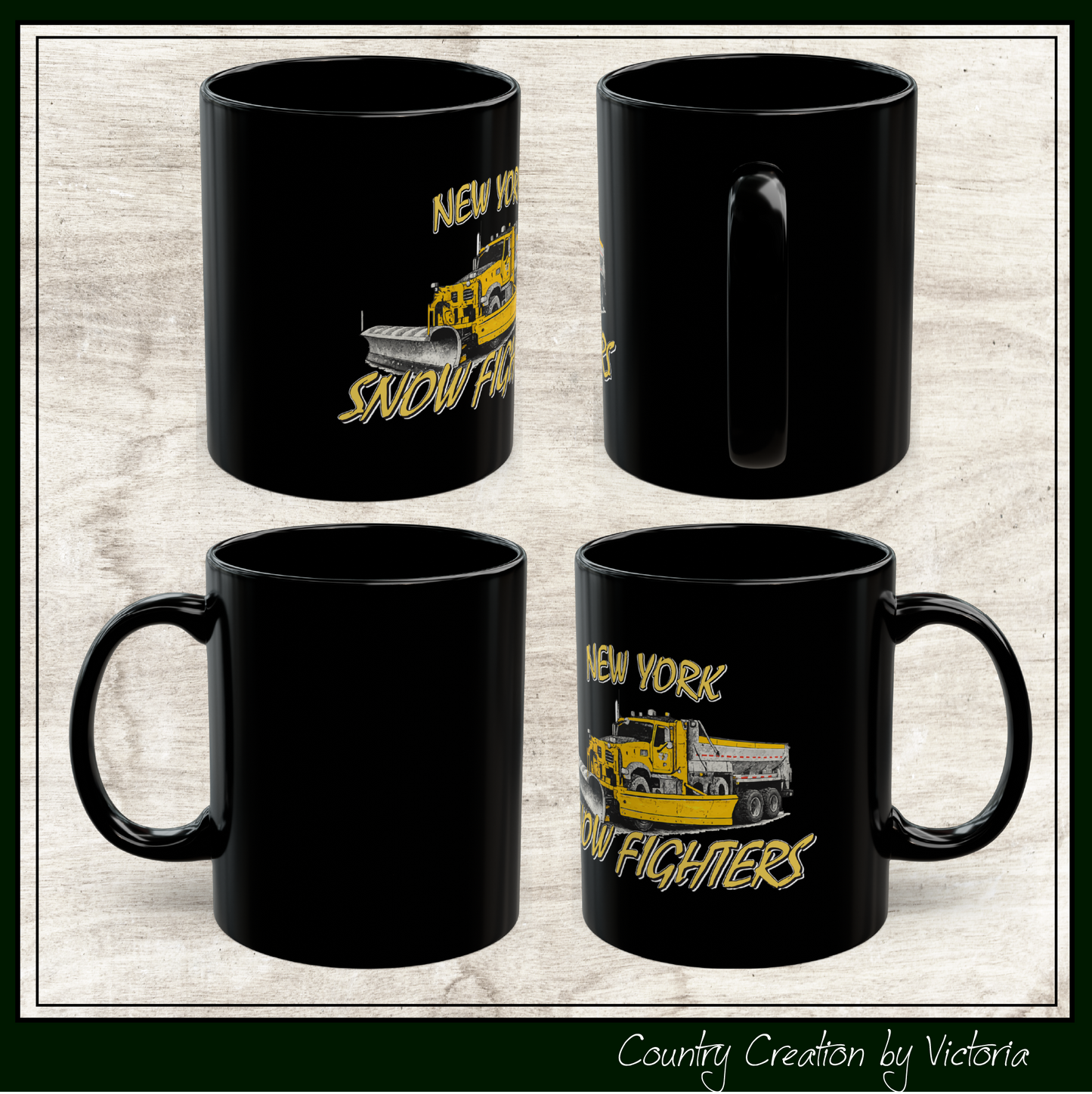 New York Snow Fighters Black Ceramic Coffee Mug, 15 and 15oz (3960)