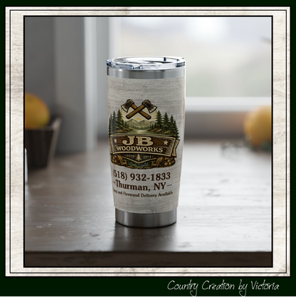 JB Woodworks Branded 20oz  Stainless Steel Travel Mug (3896)