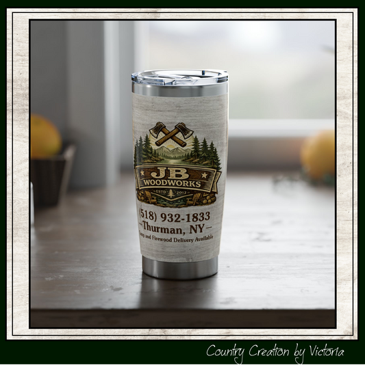 JB Woodworks Branded 20oz  Stainless Steel Travel Mug (3896)