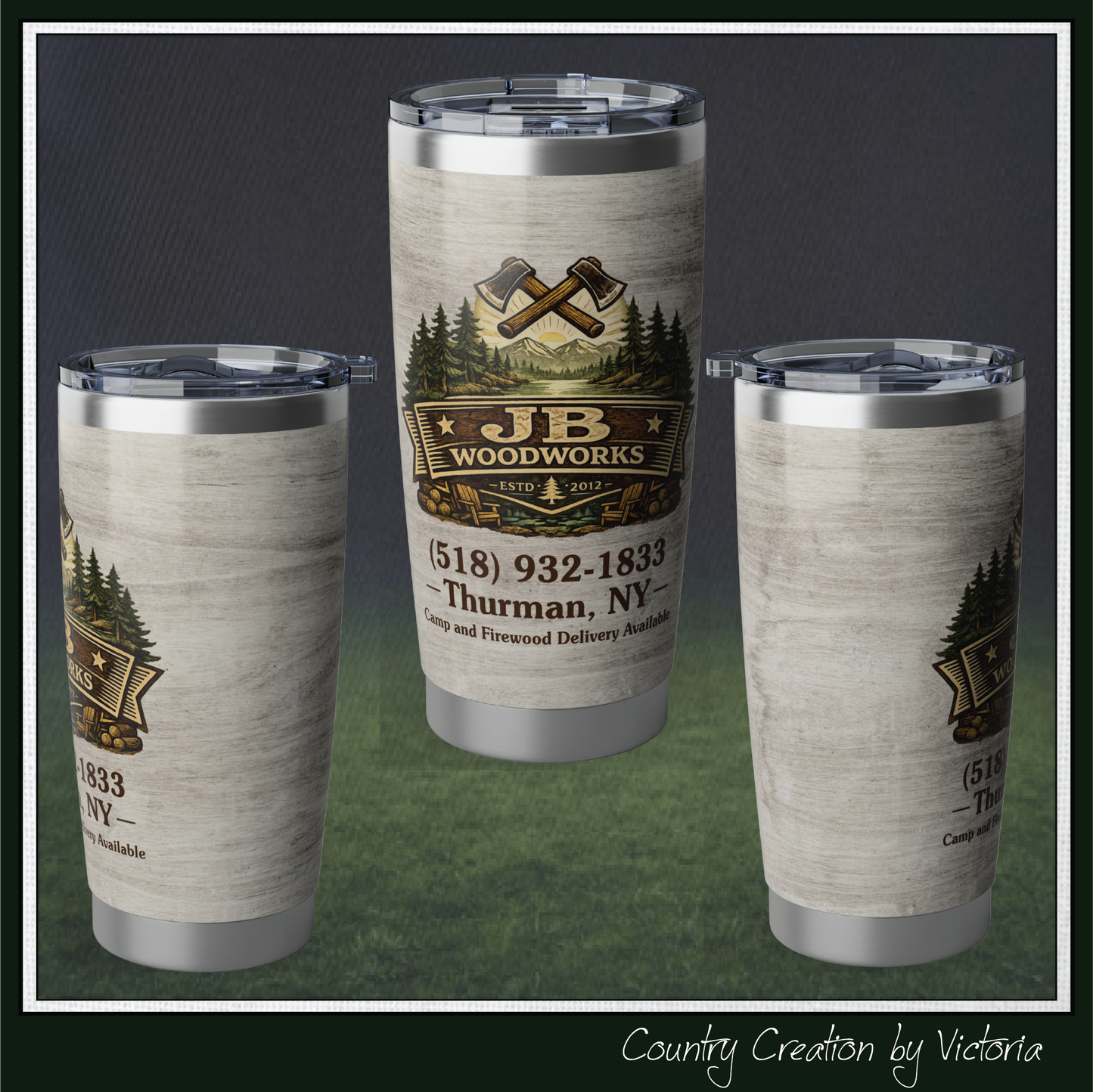 JB Woodworks Branded 20oz  Stainless Steel Travel Mug (3896)