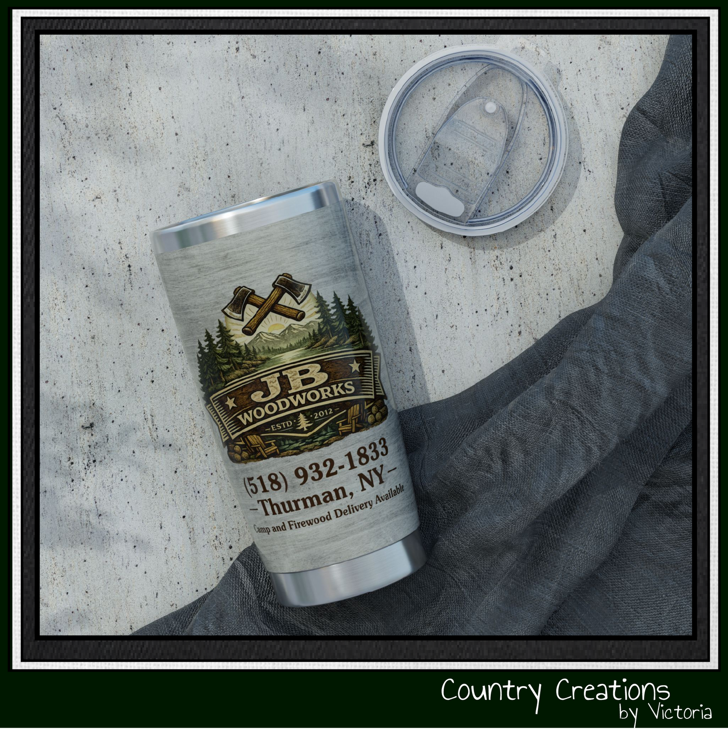 JB Woodworks Branded 20oz  Stainless Steel Travel Mug (3896)